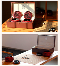 Load image into Gallery viewer, Go Game Set Blue Single convex glazed Jizi stones with Carved-lacquer Go bowl