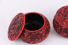 Load image into Gallery viewer, Carved-lacquer Go bowl Set of 2 with Peony Engraving
