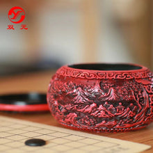 Load image into Gallery viewer, Go Game Set Blue Single convex glazed Jizi stones with Carved-lacquer Go bowl