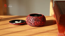 Load image into Gallery viewer, SongYun  Antique-style Peony Carved Lacquer  Go Stone  Bowl  for Classic Strategy Baduk/Weiqi/Gobang Go Board Game
