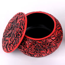 Load image into Gallery viewer, SongYun  Antique-style Peony Carved Lacquer  Go Stone  Bowl  for Classic Strategy Baduk/Weiqi/Gobang Go Board Game
