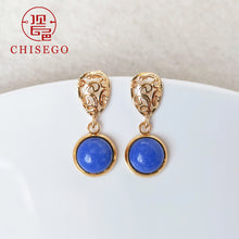 Load image into Gallery viewer, CHISEGO Jewelry Porcelain Hollow Water Drop Style Earrings Sterling Silver Gold Plated Prevent Allergy Anti-discoloration
