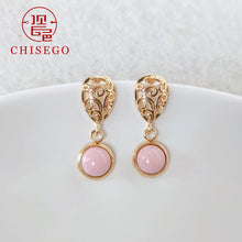 Load image into Gallery viewer, CHISEGO Jewelry Porcelain Hollow Water Drop Style Earrings Sterling Silver Gold Plated Prevent Allergy Anti-discoloration
